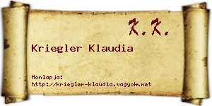 Kriegler Klaudia névjegykártya